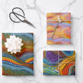 Rainbow dot art stijl inpakpapier