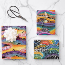 Rainbow dot art stijl inpakpapier vel