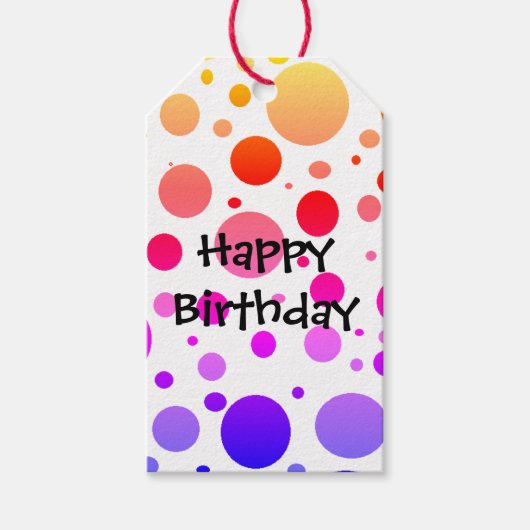 Rainbow Dotted Happy Birthday Cadeaulabel (Voorkant)