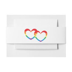 "Rainbow Double Hearts" Belly Bands Invitation Bel Uitnodigingen Wikkel
