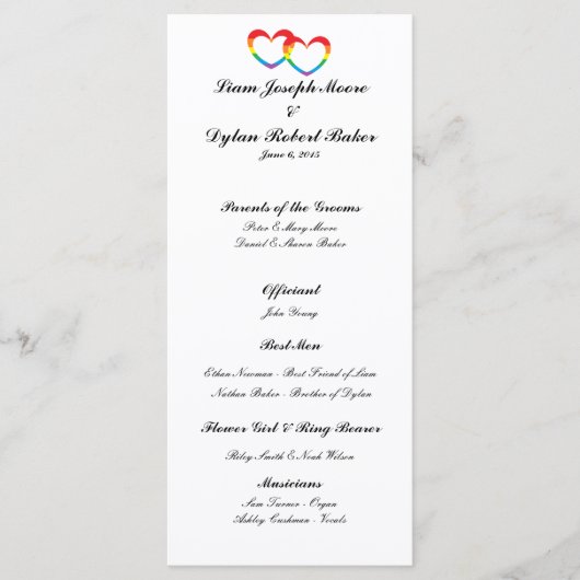 Rainbow Double Hearts, het huwelijksprogramma Programma (Voorkant)