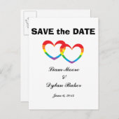 "Rainbow Double Hearts" Save the Date Briefkaarten (Voorkant / Achterkant)
