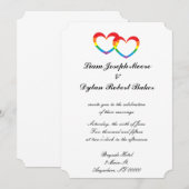 "Rainbow Double Hearts" Uitnodigingen voor een bru (Voorkant / Achterkant)