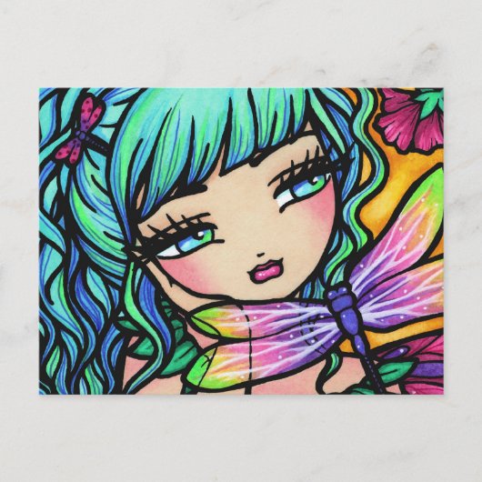 Rainbow Draairy Flower Fairy Fantasy Postcard Briefkaart (Voorkant)
