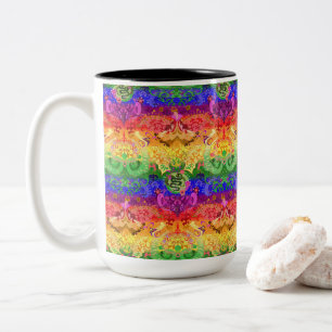 Rainbow Dragon Damask - Gay Pride Flag Colors Tweekleurige Koffiemok