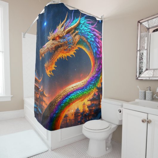 Rainbow Dragon Douchegordijn (In situ)