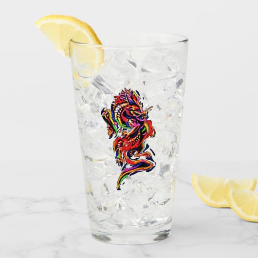 Rainbow Dragon multicolor chinese kunst aanpassen Glas (Voorkant ijs)