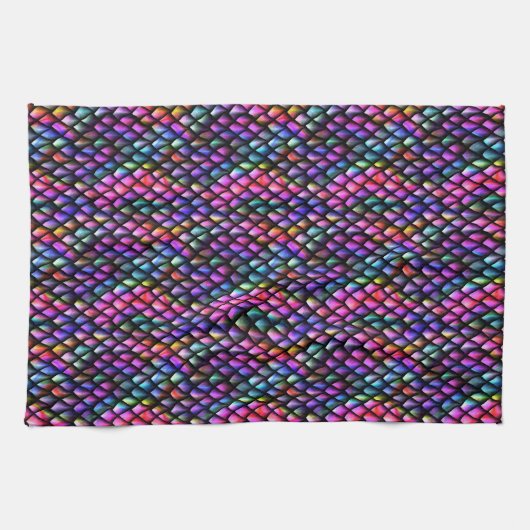 Rainbow Dragon Scales Kitchen Towel Theedoek (Horizontaal)