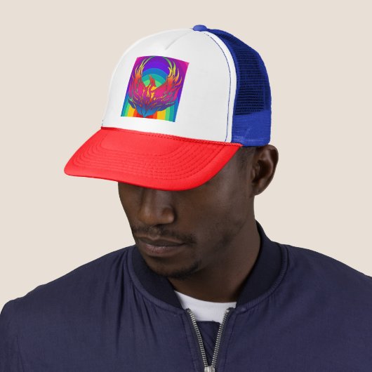 Rainbow Dragon Trucker Hat Pet (In situ)