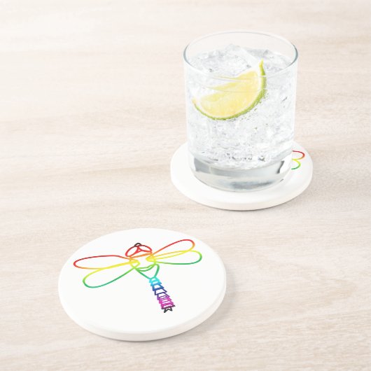 Rainbow Dragonfly-Onderzetter Zandsteen Onderzetter (Zijkant)