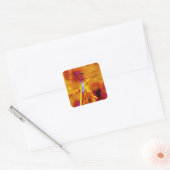 Rainbow Dragonfly op amber en fuschia Vierkante Sticker (Envelop)