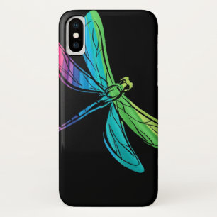 Rainbow Dragonfly op Black iPhone X Hoesje