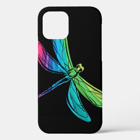 Rainbow Dragonfly op Black Hoesje-Mate iPhone Case (Achterkant)