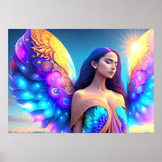 Rainbow Dream Angel Herinnering EIGEN KUNST Poster (Voorkant)