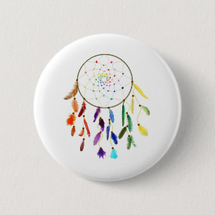 Rainbow Dream Catcher Ronde Button 5,7 Cm