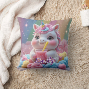 Rainbow Drink Unicorn Pillow – Bewerkbare naam Kussen