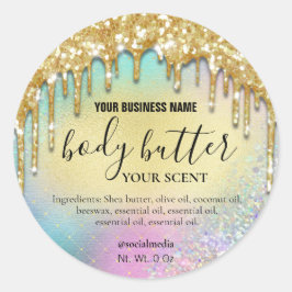 Rainbow Dripping Gold Glitter Body Butter Labels
