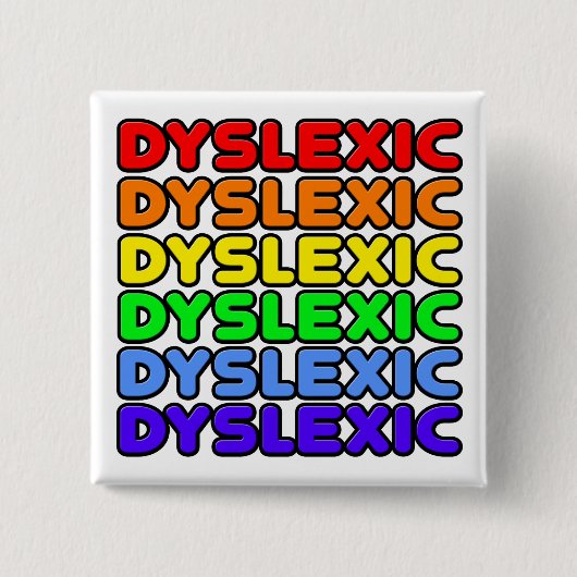 Rainbow Dyslexic Vierkante Button 5,1 Cm (Voorkant)