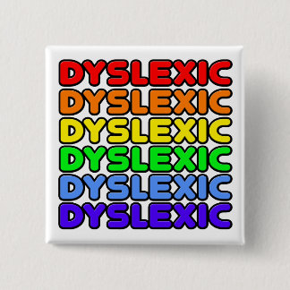 Rainbow Dyslexic Vierkante Button 5,1 Cm