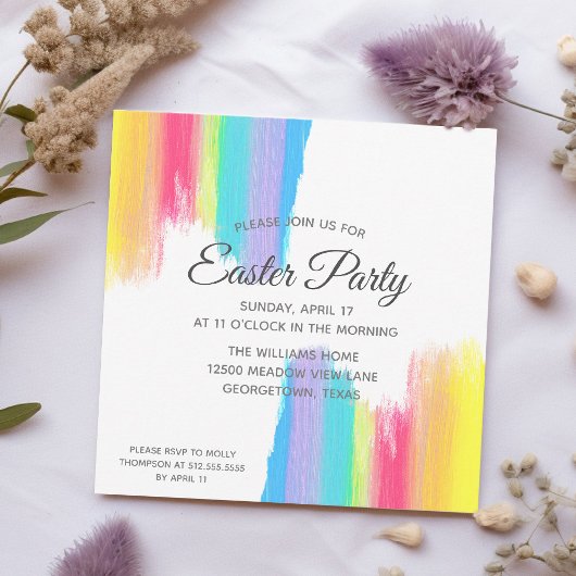 Rainbow Easter Party Elegant Waterverf Paars Kaart