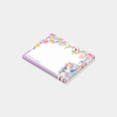 Rainbow Eenhoorn Custom Name Floral Kinder School Post-it® Notes (Schuin)