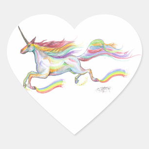 Rainbow Eenhoorn Pegasus Paard Pony Vliegend Schat Hart Sticker