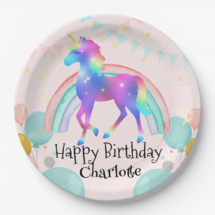 Rainbow Eenhoorn prinses gradiënt verjaardagsfeest Papieren Bordje