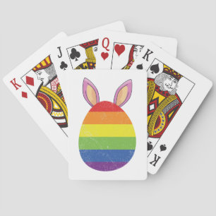 Rainbow Egg Bunny Ears Schattigee Pasen Gay Pride  Pokerkaarten