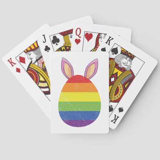 Rainbow Egg Bunny Ears Schattigee Pasen Gay Pride  Pokerkaarten (Achterkant)