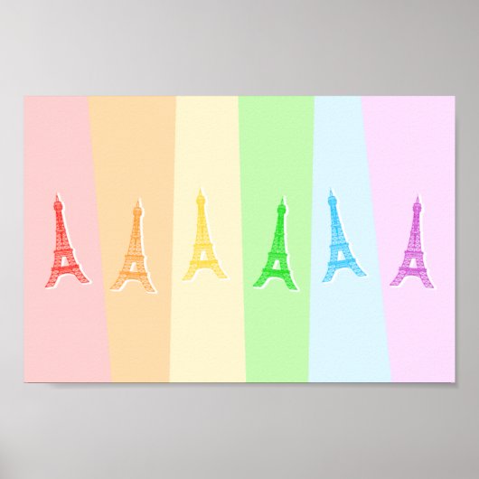 Rainbow Eiffel Tower Poster (Voorkant)