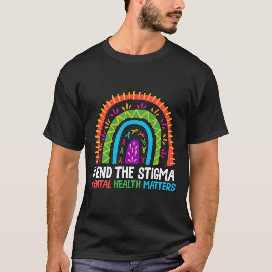 Rainbow Einde Het Stigma Mental Health Matter Awar T-shirt (Voorkant)
