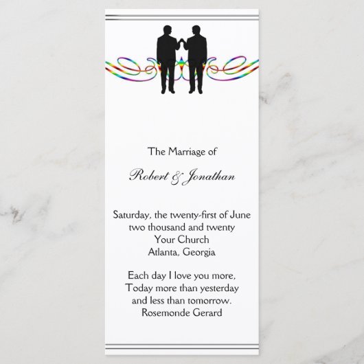 Rainbow Elegance Groom Wedding Programme (Devant)