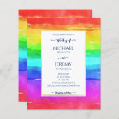 Rainbow elegant qr code budget bruiloft uitnodigin (Voorkant / Achterkant)
