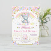 Rainbow Elephant Anniversaire Fête Invitation Fill (Debout devant)