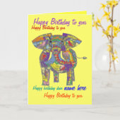 Rainbow Elephant carte d'anniversaire personnalisé (Fleur jaune)