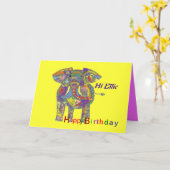 Rainbow Elephant, personnaliser de carte d'anniver (Fleur jaune)