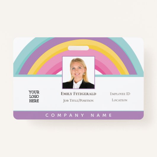Rainbow Employee Photo ID Name Logo Badge (Voorkant)