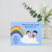 Rainbow en Clouds Friendship Briefkaart (Staand voorkant)
