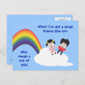 Rainbow en Clouds Friendship Briefkaart (Voorkant / Achterkant)