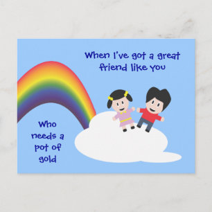 Rainbow en Clouds Friendship Briefkaart