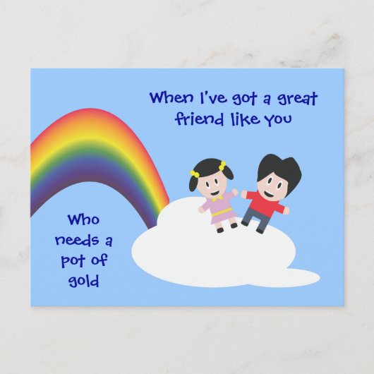 Rainbow en Clouds Friendship Briefkaart (Voorkant)