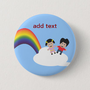 Rainbow en Clouds Friendship Button
