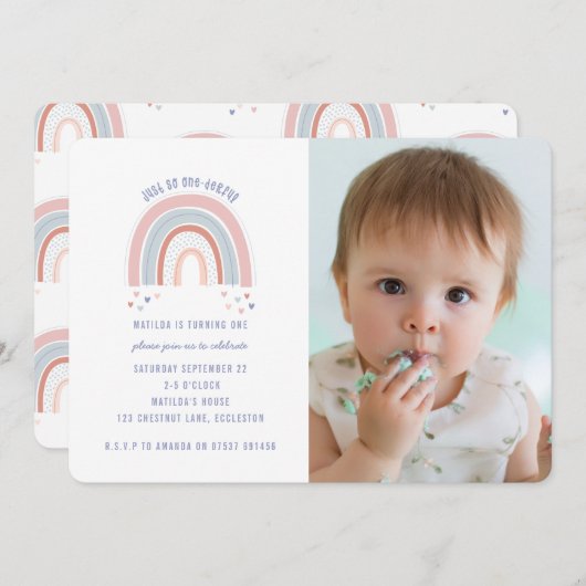 Rainbow en het hart op de eerste verjaardag (Voorkant / Achterkant)