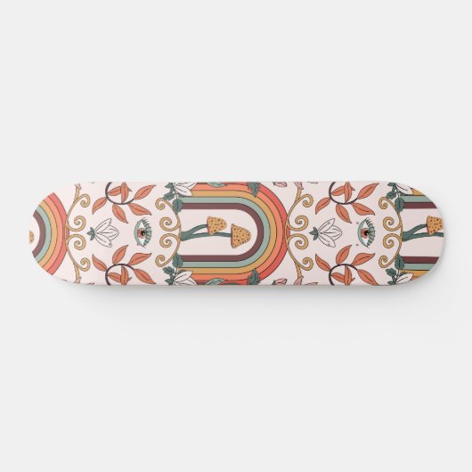 Rainbow en paddenstoelen Art Noveau Pattern Skateboard (Horizontaal)