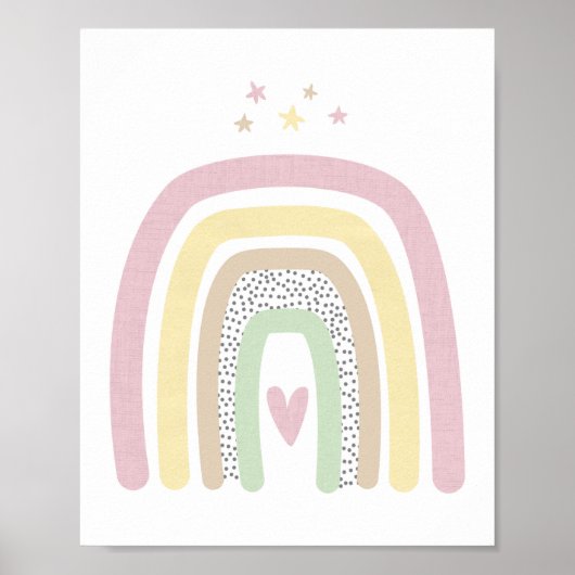 Rainbow en Stars Girl Baby Nursery Wall Poster (Voorkant)