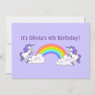 Rainbow en Unicorns Design Flat Invitation Kaart