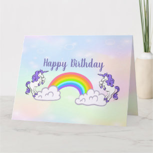 Rainbow en Unicorns Design Folded Wenskaart Kaart