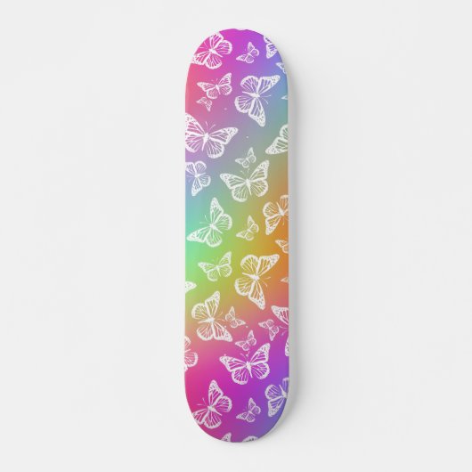 Rainbow en White Butterfly Motif Pattern Skateboard (Voorkant)