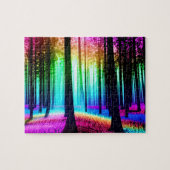 Rainbow Enchanted Forest en Black Tree Silhouet Legpuzzel (Horizontaal)