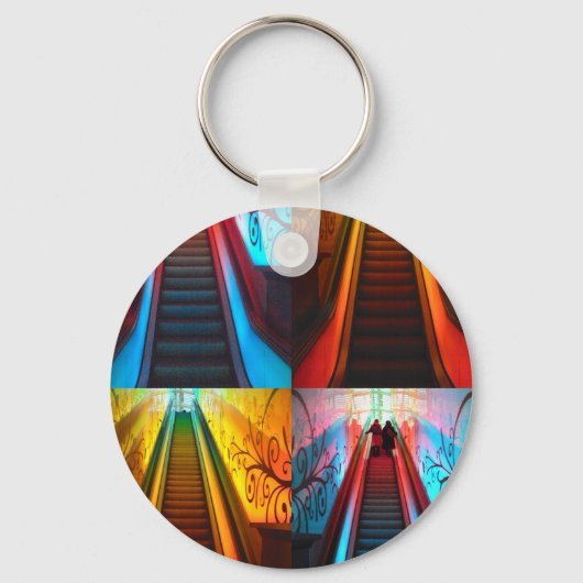 Rainbow Escalator Collage Key Ring Sleutelhanger (Voorkant)